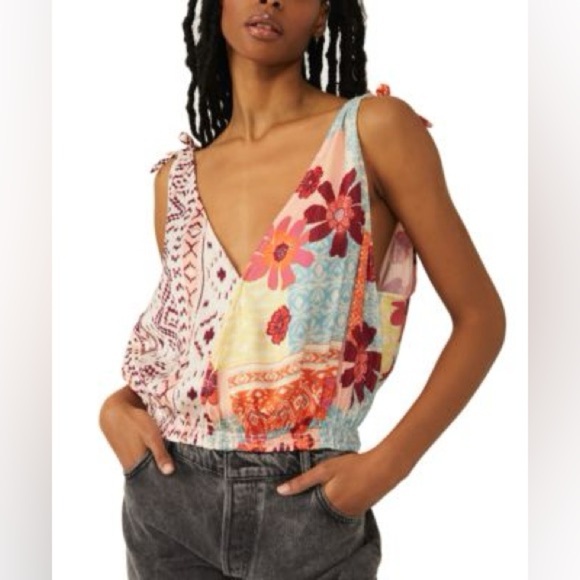 Free People Tops - Free People Tied To You Tank In Tropical Combo